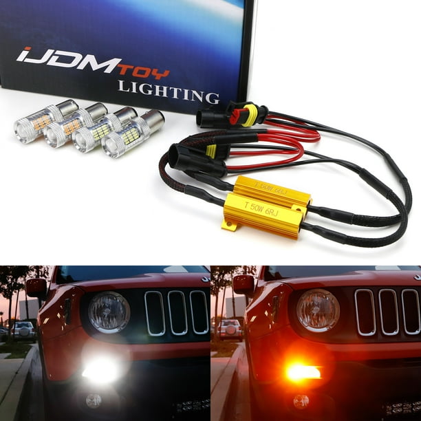Ijdmtoy Complete Front End White Led Daytime Running Lights Amber Led Turn Signal Lights W No Hyper Flash Resistor Decoders Combo For 2015 Up Jeep Renegade Walmart Com Walmart Com