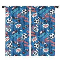 Blackout Kids Curtains,Blue Soccer Elements Pattern Childrens Insulated Curtains Set Of 2,Bedroom Essentials,Toddler Room Decor 42"x84"