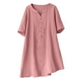 thumbnail image 1 of Blusas de Manga Corta para las Mujeres de Moda Color Sólido Cuello Redondo Blusas, Poliéster Verano Primavera, 1 of 4