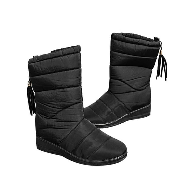 Botas de nieve para mujer, botas de invierno impermeables de piel sintética para mujer, botas de media pantorrilla para exteriores