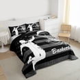 thumbnail image 3 of Homewish Boys Basketball Athlete Full Size Comforter Sets, Cartoon American Flag Bedding Comforter Set, Modern Sports Theme Reversible Bedding Sets, Microfiber Bedroom Decor, 3-Piece, 3 of 8
