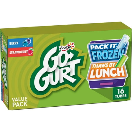 Go-GURT Berry and Strawberry Kids Fat Free Yogurt Variety Pack, 2 oz Yogurt Tubes (16 Ct)