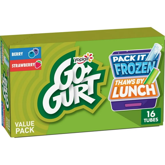 Go-GURT Berry and Strawberry Kids Fat Free Yogurt Variety Pack, 2 oz Yogurt Tubes (16 Ct)