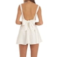 thumbnail image 6 of Caoirhny Women White Flared Dress Big Bow Backless Square Neck Sleeveless Dress High Waist Low Cut Summer Short Tank Dresses, 6 of 9