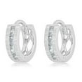 thumbnail image 6 of AVORA 925 Sterling Silver Textured Simulated Diamond CZ Huggie Hoop Earrings, 6 of 6