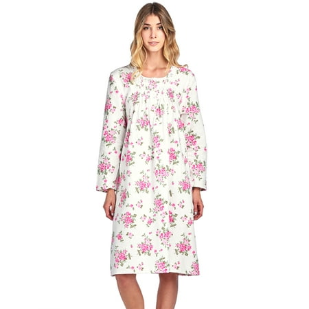

Casual Nights Women s Flannel Floral Long Sleeve Nightgown