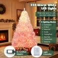 thumbnail image 5 of Costway 7 FT Artificial Christmas Tree with 350 Warm White LED Lights, 8 Lighting Modes & Folding Metal Stand White & Pink, 5 of 10