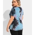 thumbnail image 5 of CASSIE LIZ Plus Size Summer Tops 3X Crew Neck Ripped Cutout Blue Purple Tie Dye Fashion Short Sleeve Tee Loose Fit Tunics Spring Blouses Casual Tee 3XL 22W 24W, 5 of 8