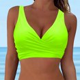thumbnail image 3 of Linfrsh Swim Tops Women Top Only Twist Front Tops for Women Bikini Top Cross Wrap Swimsuit Top Lace Up Tie Back Bathing Tops Yellow,M, 3 of 6