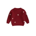 thumbnail image 1 of FOCUSNORM Chandail pour Filles Manches Longues Col Rond Fleur Chaud Hiver Vêtements Décontractés Quotidiens, 1 of 9
