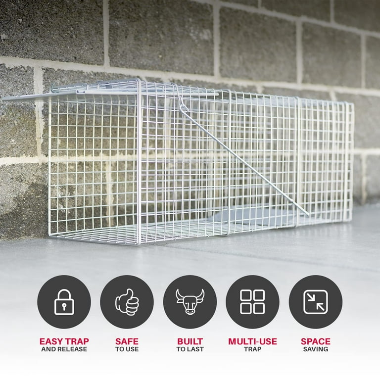 Smartxchoices Live Animal Trap Cage, 32 X 12.5 X 12 Large Humane Rodent  Catch Release Steel Cage 1-Door for Raccoon/Rabbits/Possum/Feral