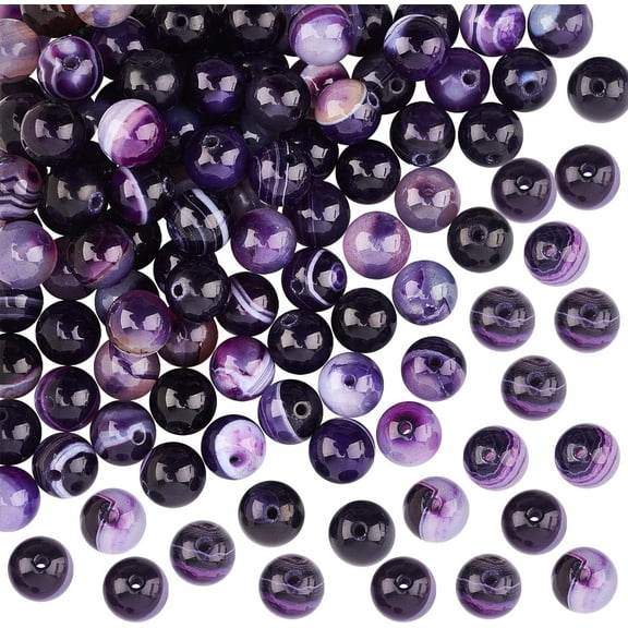 94Pcs Natural Stripe Agate Beads 8mm Banded Healing Gemstone Beads Round Stone Beads Strands for Jewelry Craft Making DIY