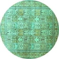 thumbnail image 1 of Ahgly Company Indoor Round Persian Turquoise Blue Traditional Area Rugs, 3' Round, 1 of 4