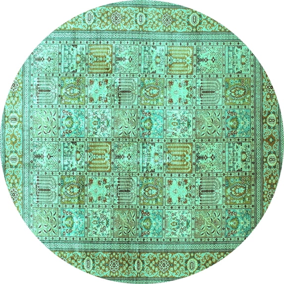 Ahgly Company Indoor Round Persian Turquoise Blue Traditional Area Rugs, 3' Round