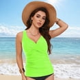 thumbnail image 4 of HCNTES Women Tankini Top Only - Tummy Control Bathing Suit Top Twist Front Swim Top Criss Cross Back Swimsuit Green,M, 4 of 9