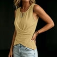 thumbnail image 6 of Chbgutlmr Womens Cotton Linen Tank Tops Sleeveless Notch Neck Cross Front Irregular Hem Ruched Crop Top Casual Summer Fitted Blouse Tops, 6 of 7