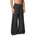 thumbnail image 5 of QSXADF Men's Elastic Waist Drawstring Wide Leg Pants Wide Leg Athletic Mesh Pants Ice Silk Fabric with Drawstring for Gym Running Summer Men's Casual Trousers, 5 of 6