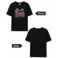 thumbnail image 6 of Women's T-Shirts, Love Valentine's Day Graffiti Cartoon Cotton Crewneck Tee Short Sleeve Casual Tops Loose Graphic T-Shirt Black, S, 6 of 7