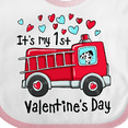 thumbnail image 4 of Inktastic It's My 1st Valentine's Day Fire Truck with Cute Dalmatian Boys or Girls Baby Bib, 4 of 4