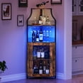 thumbnail image 2 of Armoire de Bar d'Angle avec Bande DEL et Porte-Verre, Armoire à Vin Industrielle avec Tablette Ajustable, Armoire à Liqueurs à 5 Niveaux pour la Maison, Brun Rustique, 2 of 6