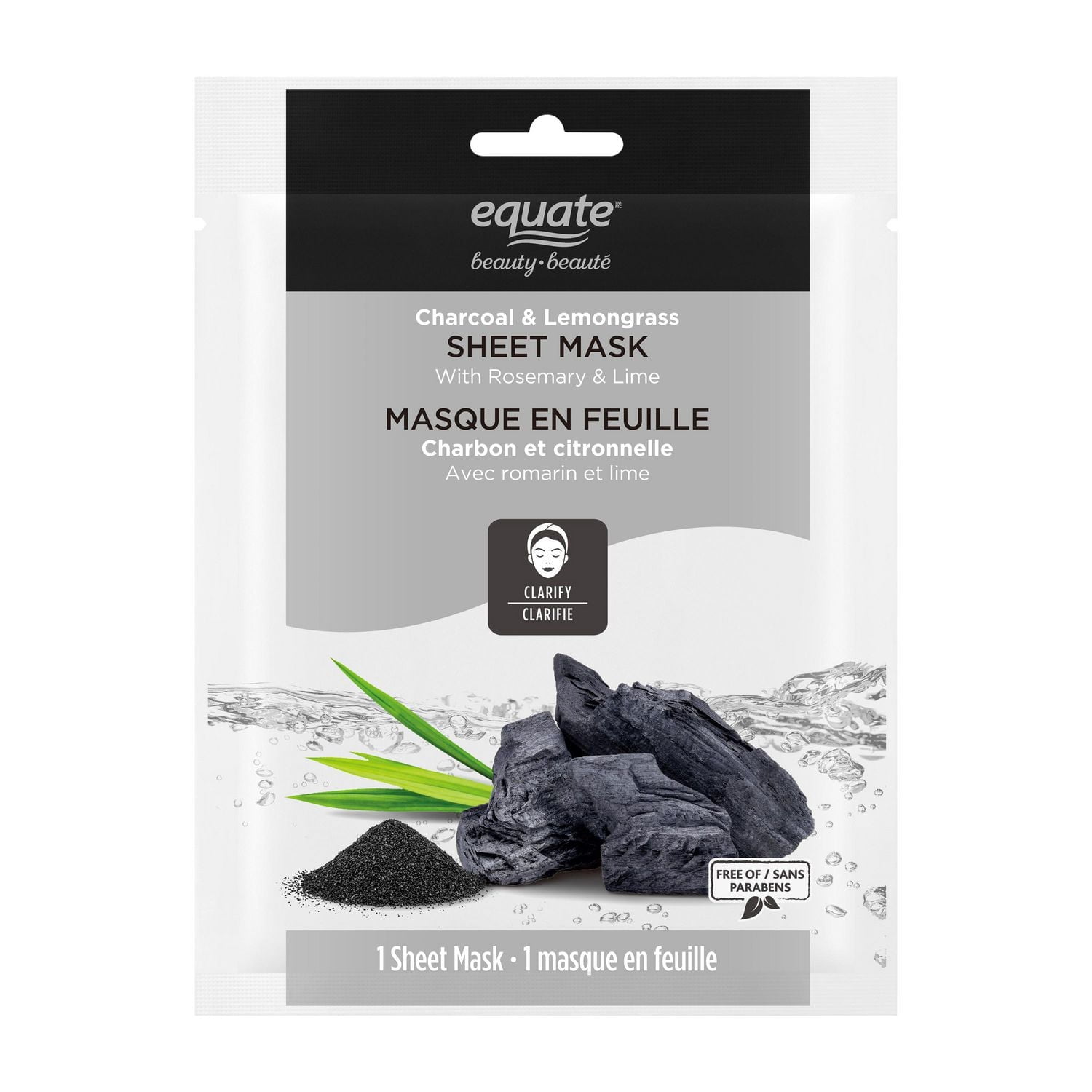 Equate Beauty Masque En Feuille Charbon Et Citronnelle 8PK