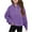 Purple, variant on BRGZLK Kids Half Zip Sweatshirt Girls Long Sleeve Thumb Hole Pullover Tops Loose High Neck Fleece Crop Tops with Pocket Black 11-12 Years