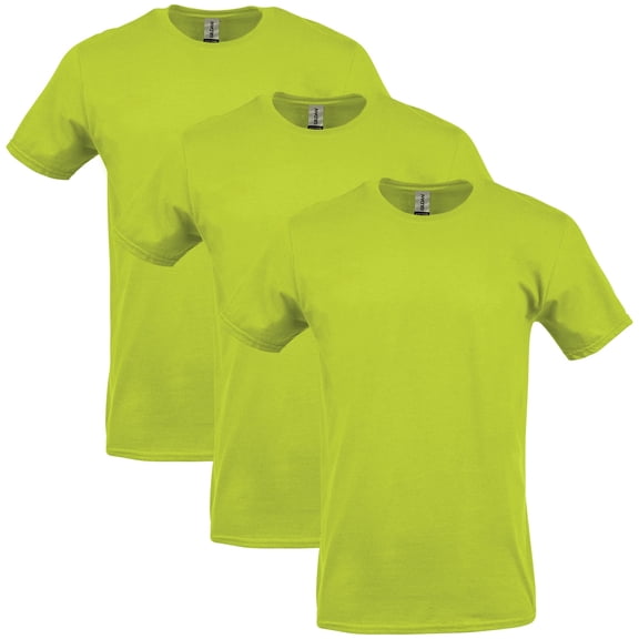 Gildan Mens Heavy Cotton T-Shirt , S, Safety Green (Pack of 3) 3 Safety Green