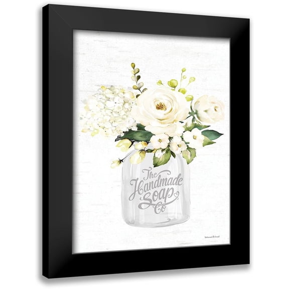 Lettered and Lined 12x14 Black Modern Framed Museum Art Print Titled - Bathroom Flower Jar