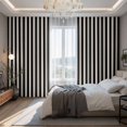 thumbnail image 2 of Black Striped Blackout Curtains for Bedroom/Living Room, Pinch Pleated Black Out Curtains, Modern Simple Farmhouse Beige Vintage Room Darkening Window Drapes with Hooks 2 Panels, 59"x70", 2 of 8