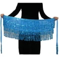 thumbnail image 2 of Sonducket a la cadera de moda, bufanda Retro con borlas, hermosa envoltura multicolor, ropa de baile, diamantes de imitación brillantes, disfraz Prendas para la parte inferior del cuerpo Lago azul, 2 of 6