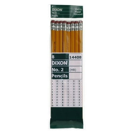 Dixon No 2 Yellow Pencils Wood Cased Black Core 8 Count 14408