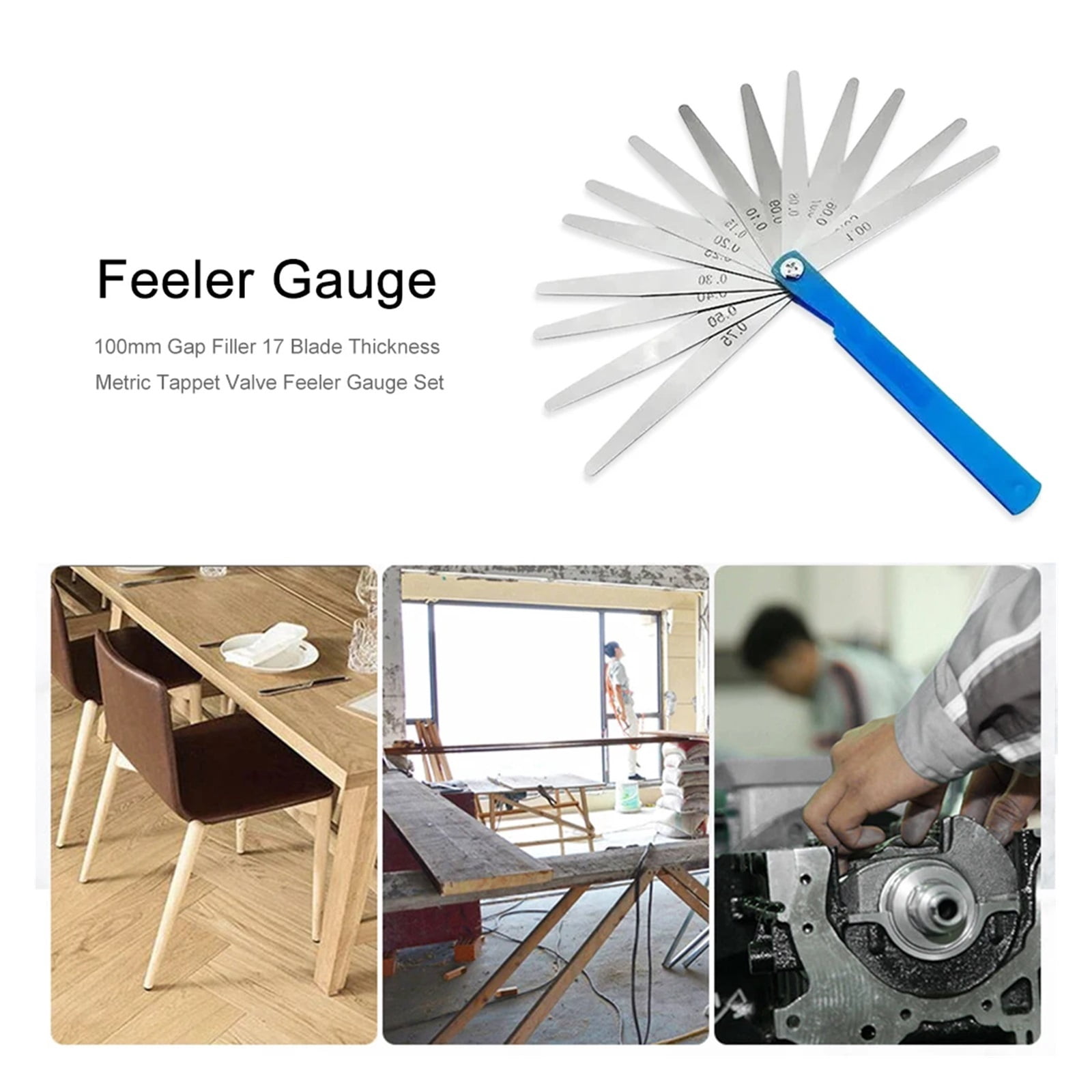 100mm 17 Blade Thickness Metric Filler Feeler Gauge Set Ranging 0.02 to 1.00 ,Corrosion-Resistant