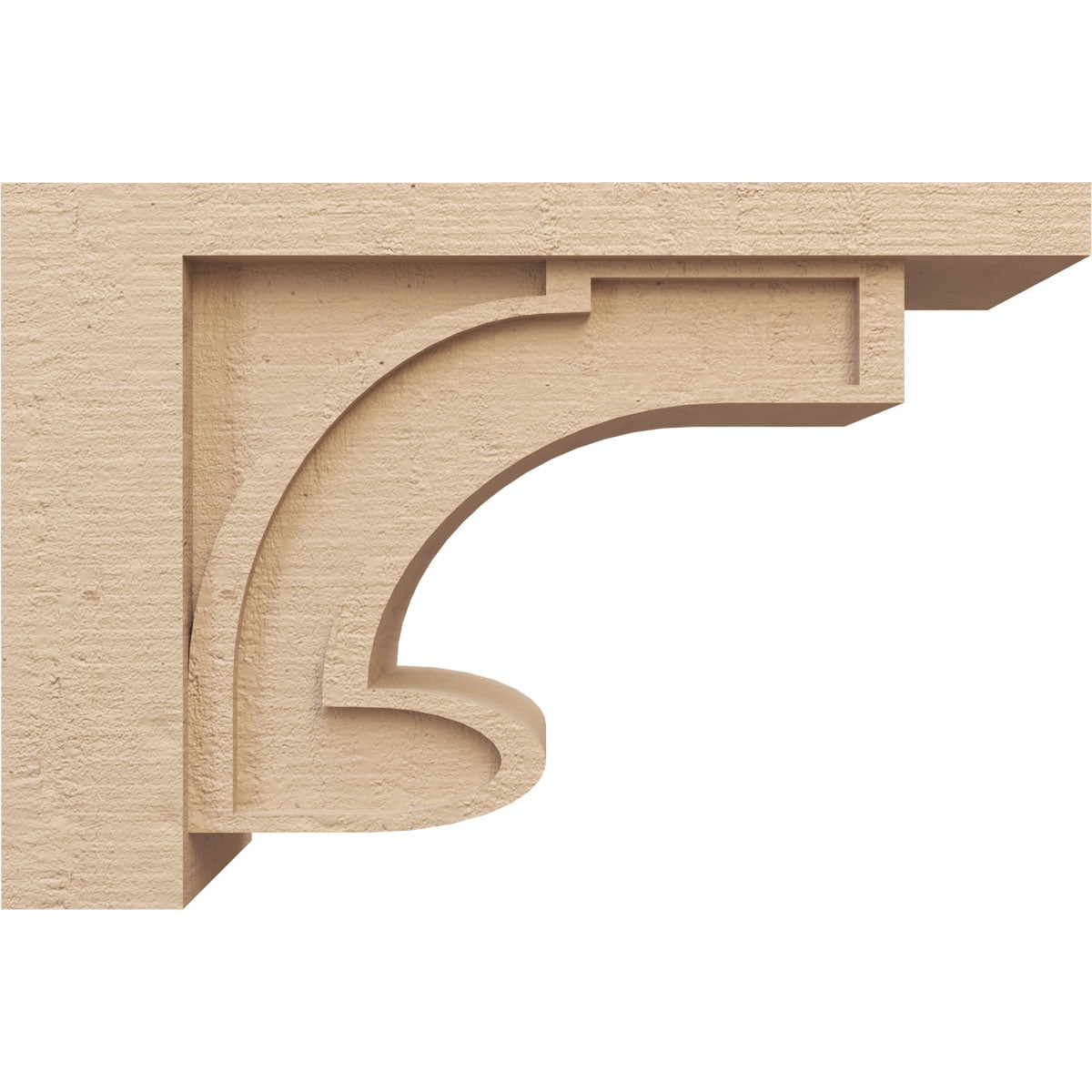 8"W x 24"D x 16"H Classic Alma Rough Cedar Woodgrain TimberThane Corbel, Primed Tan