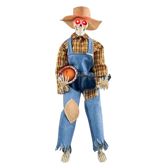15" Dueling Banjo Skeletons with Clothes and Hat for Yard Garden Props Halloween Party Decor