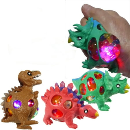 Two Piece Set Flashing Dinosaur Gel Bead Squeeze Stress Ball. (Best Stress Ball In The World)