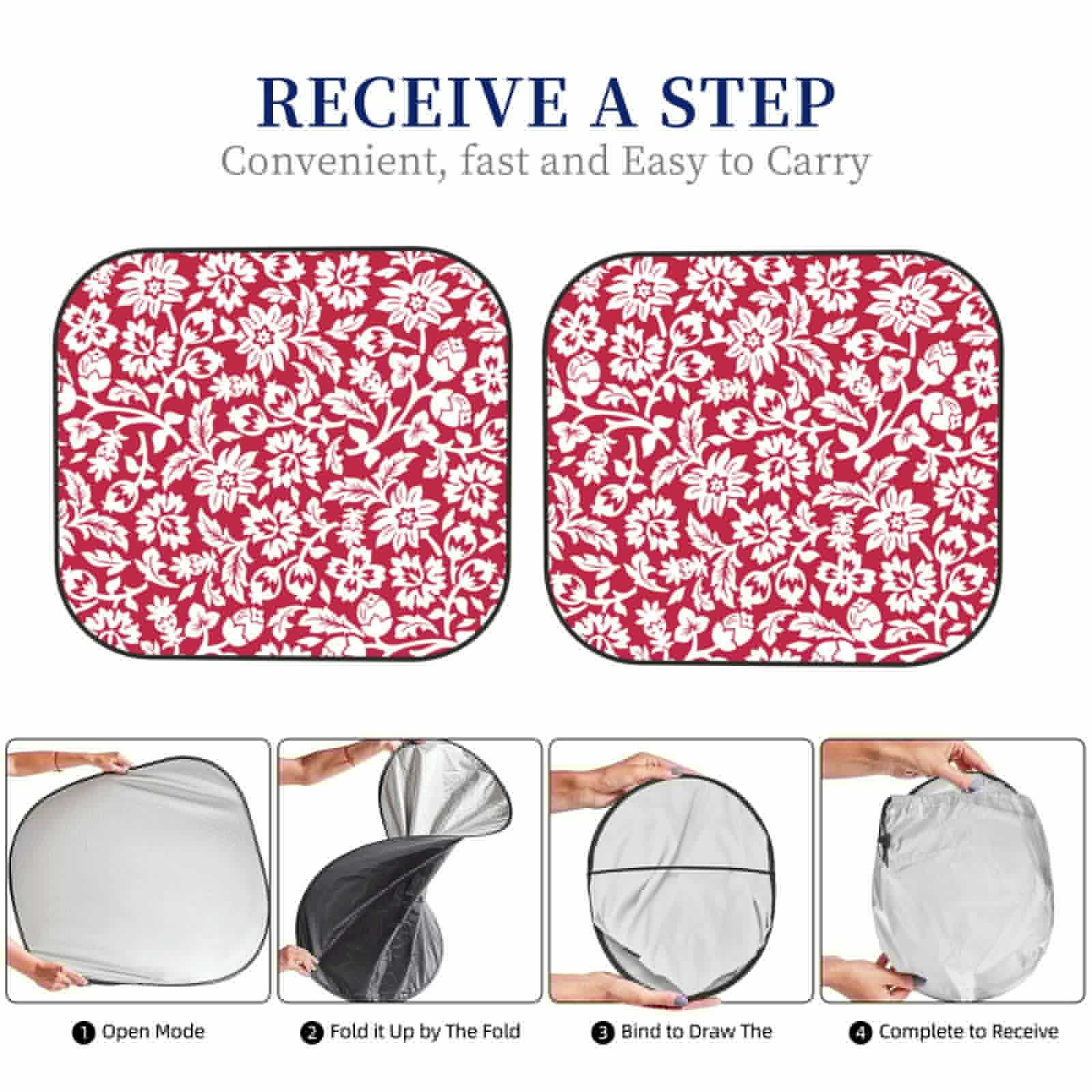 thumbnail image 6 of Xecao Red Flowers for Foldable Car Sun Shades (2-Pack) offer sun protection with an easy-fold design for convenient windshield shading., 6 of 7