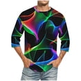 thumbnail image 1 of Blusas y camisas de manga larga con cuello redondo para hombre, estilo casual, cuello redondo, manga tres cuartos, jersey con estampado degradado, blusa para hombre, parte superior de poliéster, 1 of 4