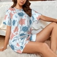 thumbnail image 4 of "Wukai Sea Turtle Women's Pajama Set - Short-Sleeve Top and Shorts with Elastic Waistband and Pockets for Loungewear, Yoga, and Casual Wear-, 4 of 8