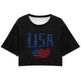thumbnail image 3 of Women's E Independence Day USA Printed Casual Cropped Crew Neck Short Sleeve T Shirt Top for Women Womens Long Sleeve Layering Shirt Womens Medium Shirts Athletic Long Sleeve Shirt Women Workout Tops, 3 of 3