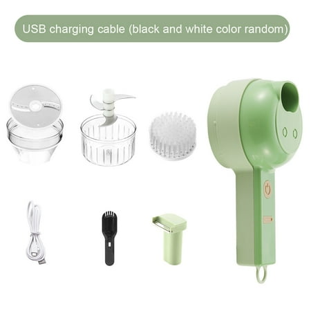 

4 In 1 With Brush Food Processor Electric Vegetable Cutter Set Ergonomic Handle