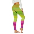 thumbnail image 3 of Gyexs Striped Tights for Women - Green and White / Pink and Purple / Yellow and Blue, Rainbow Print Leggings Green & Size XXXL, 3 of 5