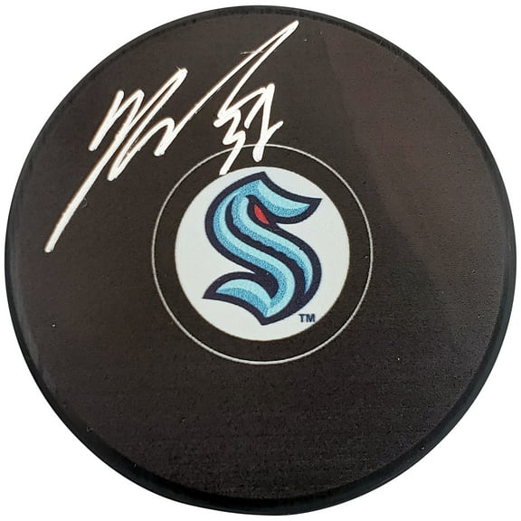 Yanni Gourde Autographed Official Seattle Kraken Logo Hockey Puck Fanatics Holo 200867