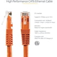 thumbnail image 3 of StarTech 6ft CAT6 Ethernet Cable - Orange CAT 6 Gigabit Ethernet Wire -650MHz 100W PoE++ RJ45 UTP Molded Category 6, 3 of 5