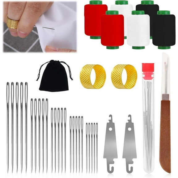 Hosenwelt 37Pcs Sewing Tool Set - Hosenwelt Sewing Kit Portable Hand-Sewing with 25 Steel Needles, Seam Ripper, Threads and Threads, Sewing Work Kit for Beginners, Sewing Needle Kit