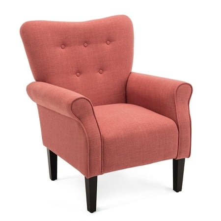 - BELLEZE Accent High-Back Chair Arm Seat Cushion w/ Wooden Leg