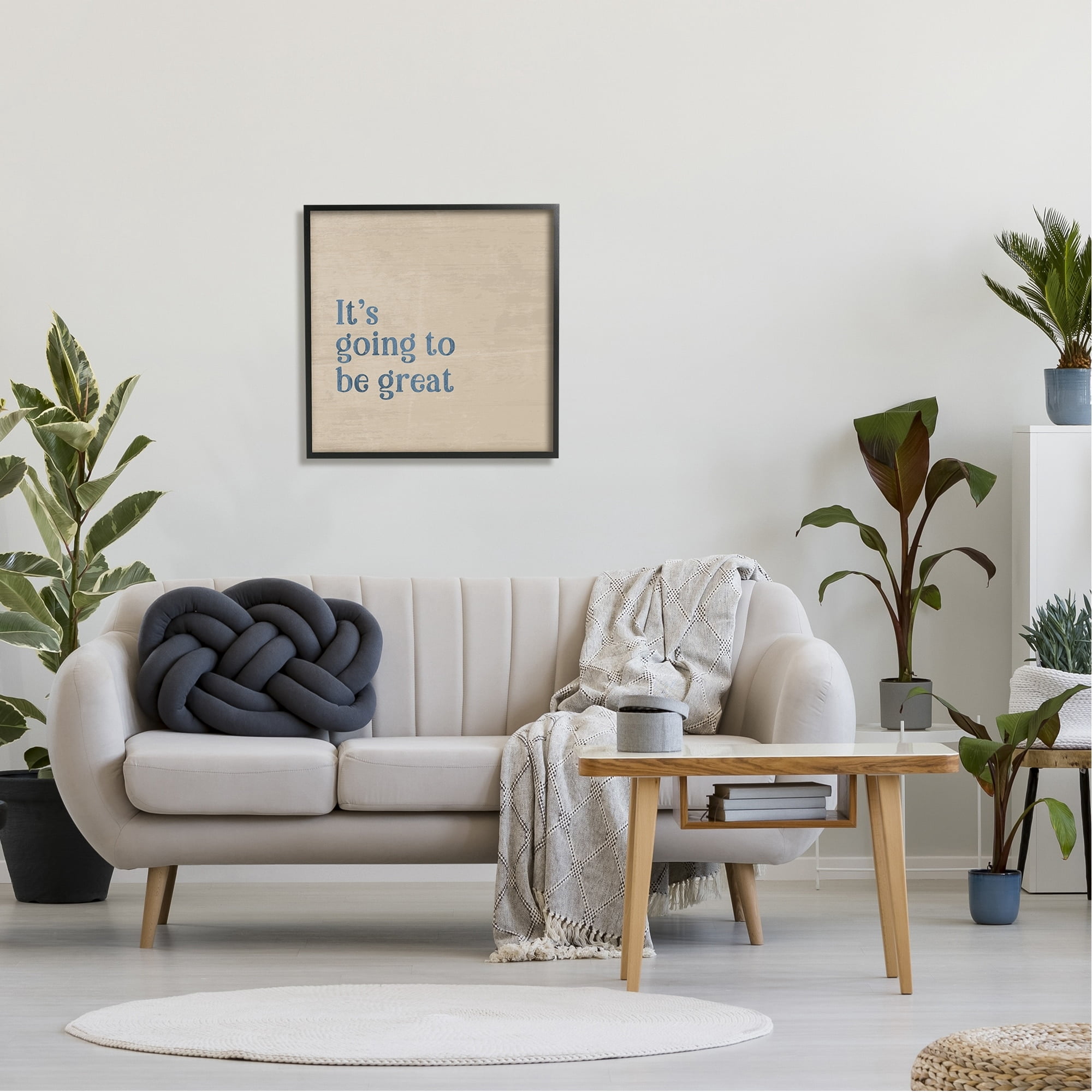 Stupell Industries It's Going To Be Great Motivating Grain Pattern Phrase Graphic Art Black Framed Art Print Wall Art, Design by Jennifer Pugh