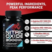 Extra Strength Nitric Oxide Booster - 3X Strength L-Arginine AKG & Citrulline Malate - Men & Women Premium Pre Workout Nitric Booster - Natural Energy & Muscle Support, Bottled in USA - 120 Capsules
