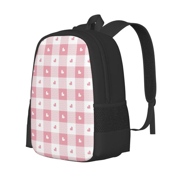 Fotbe Plaid Heart Mochila para Hombre y Mujer - Tela Oxford 600D Resistente - Mochila Impermeable de Gran Capacidad para Escuela, Viajes y Senderismo
