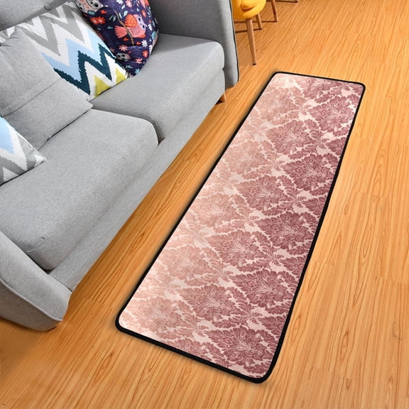 Symmetrical Pattern with Gardient Pink Long Floor Mat Runner Rug Area Rug Carpet Water Absorbent Non-Slip 72" x 24"