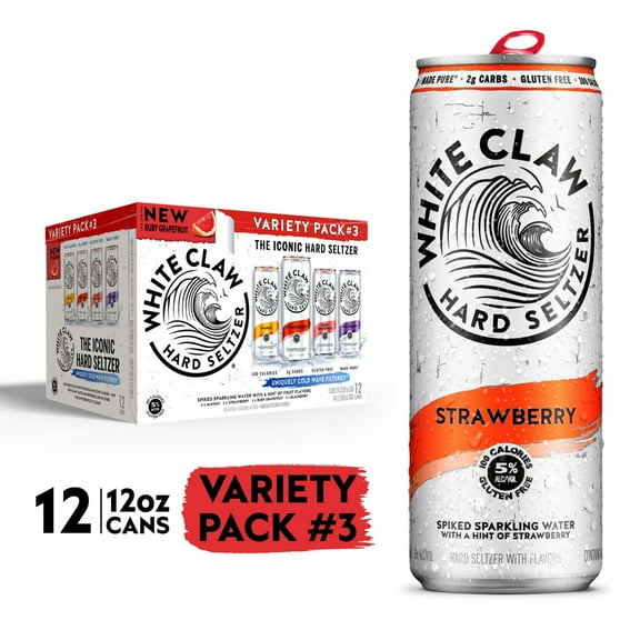 White Claw Hard Seltzer Variety Pack No. 3, 12 Pack, 12 fl oz Cans, 5% ABV
